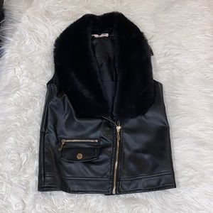 Juicy Couture Girls Leather Fur Vest